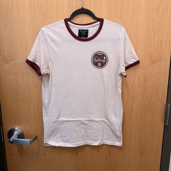 Abercrombie A&F Challenge Ringer Tee White Maroon Women’s S - Picture 1 of 5